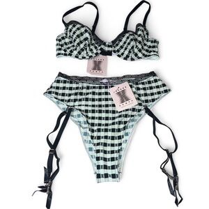 Savage X Fenty Signature Black and White Checkered Lingerie Set